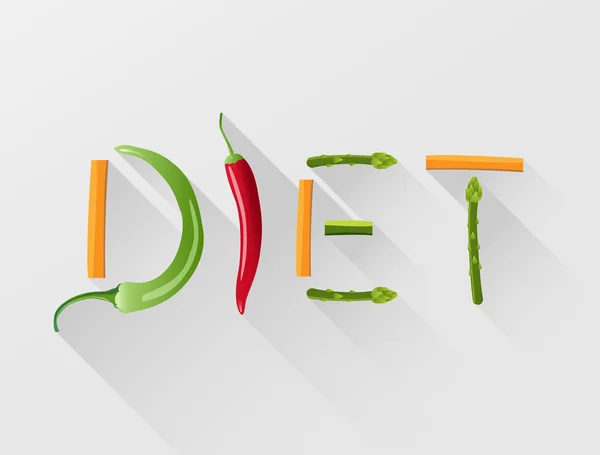 Diet spelled out with vegetables vector — Stock Vector