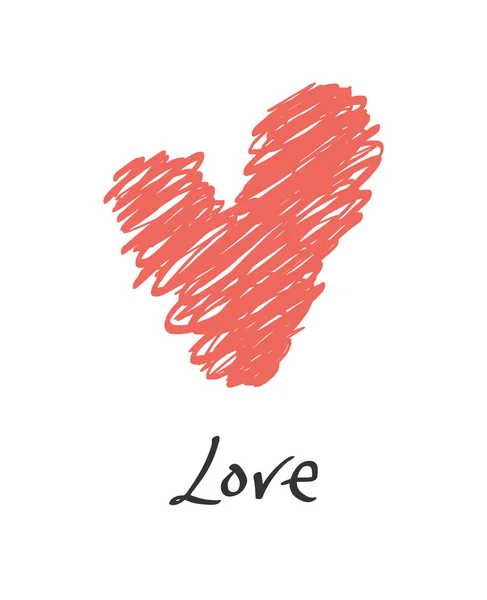 Kærlighed med rødt hjerte på hvidt – Stock-vektor