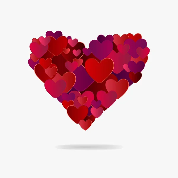 Heart made of more hearts vector — Stock Vector