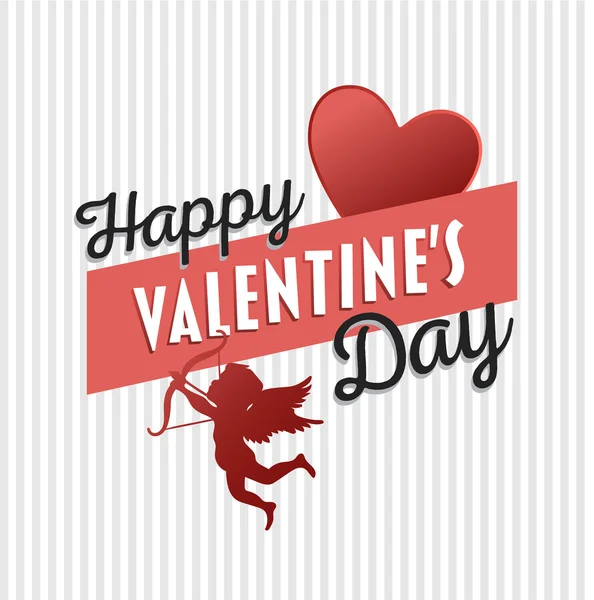 Happy Valentines Day vector cu cupidon — Vector de stoc