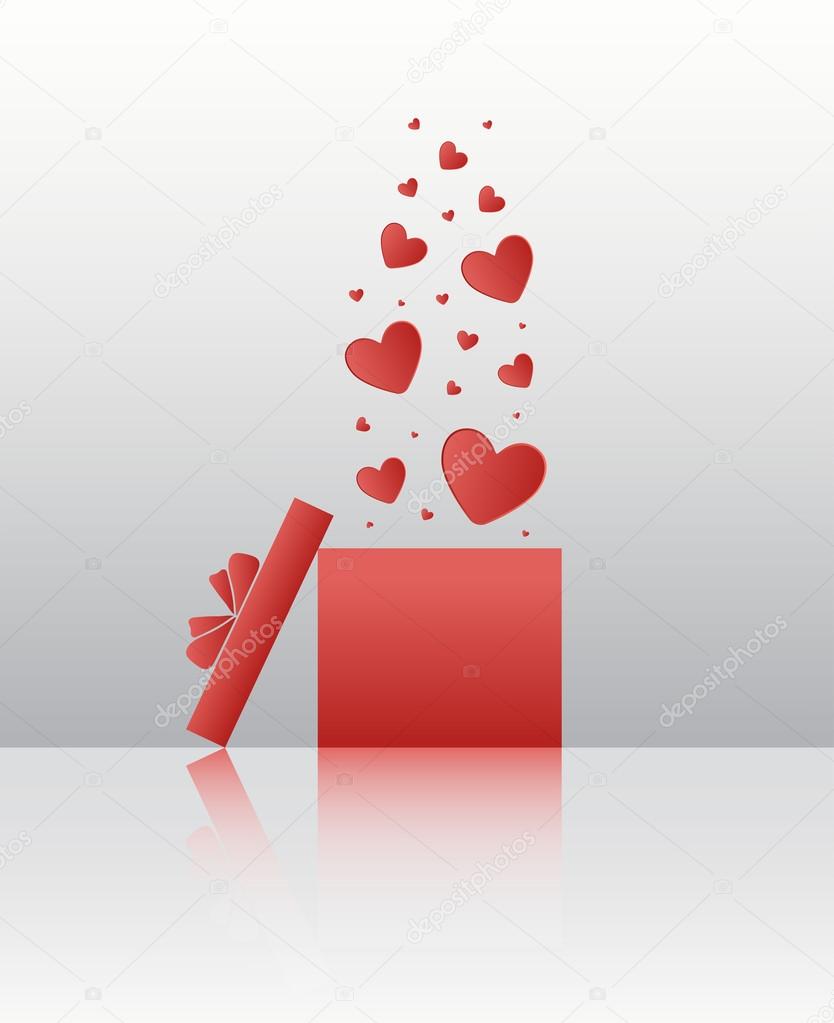 Hearts floating out of box vector