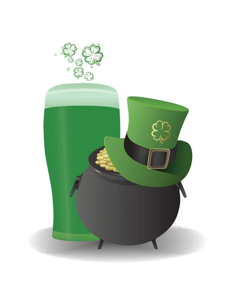 St. Patrick day with pot of gold — Stock Vector