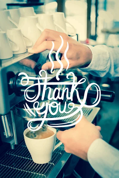 Thank you over barista at work — Stock Vector