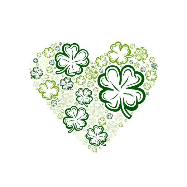 Heart made of shamrocks — Stock Vector