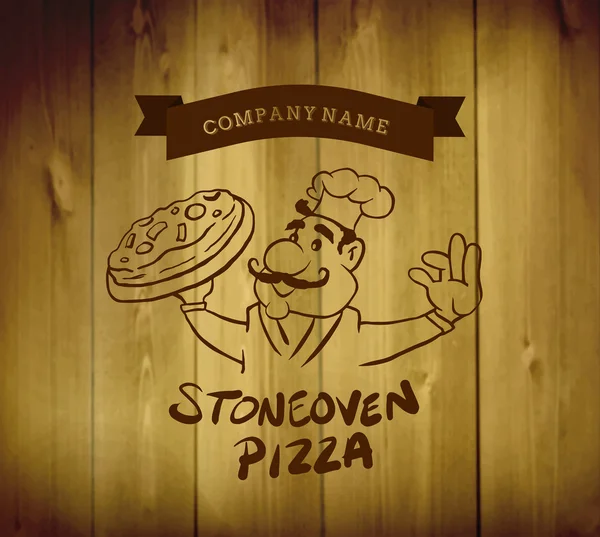 Pizza-Werbung mit Charakter — Stockvektor