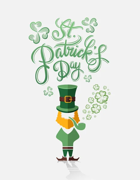 Día de San Patricio con duende — Vector de stock