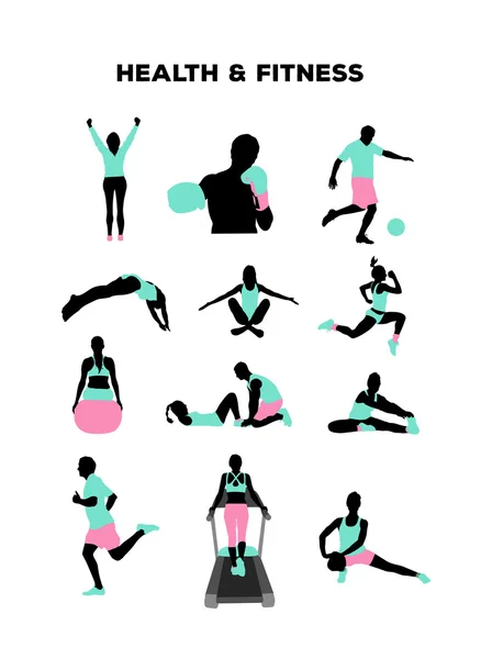 Personajes de salud y fitness — Vector de stock