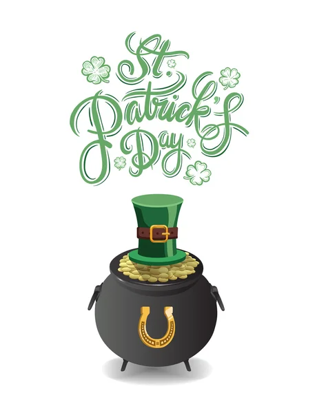 St. Patrick day with pot of gold — Stock Vector