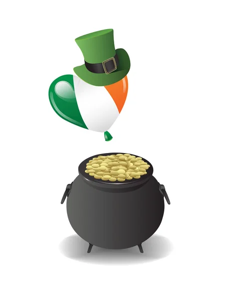 St. Patrick day with pot of gold — Stock Vector