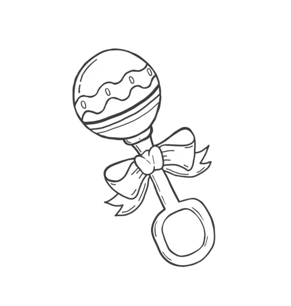 Hand drawn baby rattle — Stock Vector