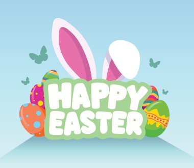 Mutlu Paskalya kartı tavşan kulakları ile