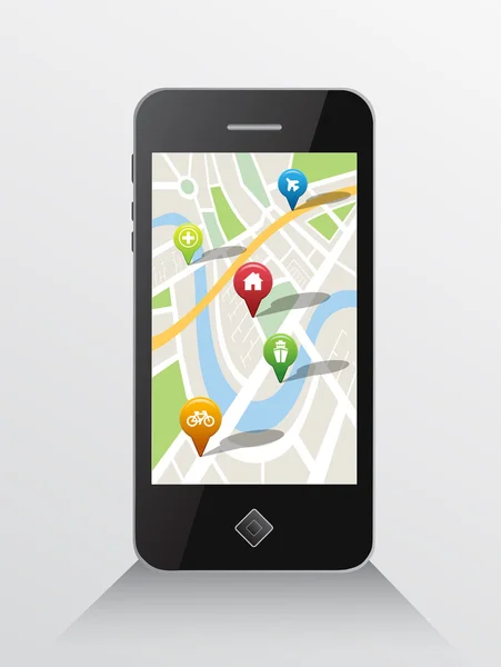 Mappa applicazione su smartphone — Vettoriale Stock