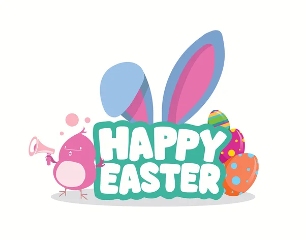 Happy Easter card with rabbit ears — Stock Vector