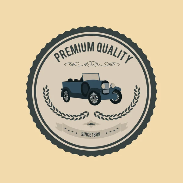 Badge de qualité supérieure avec voiture — Image vectorielle