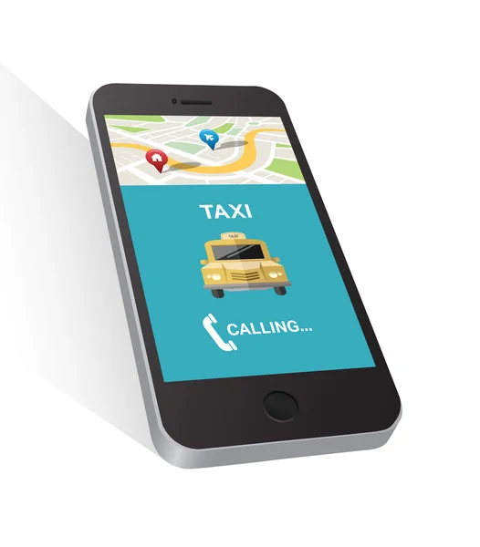 Aplicación de taxi en smartphone — Vector de stock