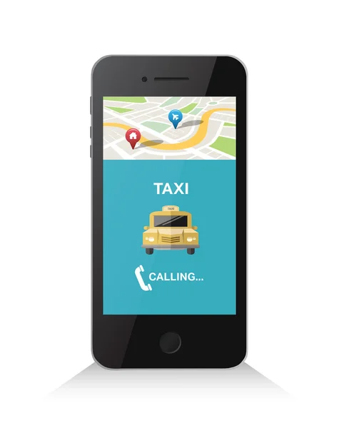 Aplicación de taxi en smartphone — Vector de stock