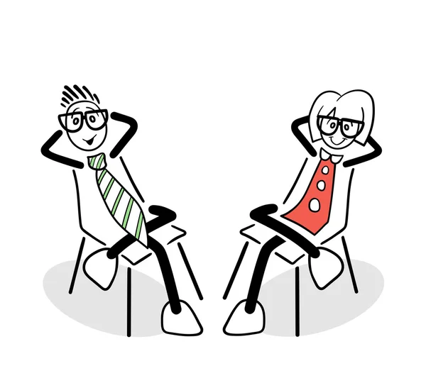 Caricatures assis sur des chaises — Image vectorielle