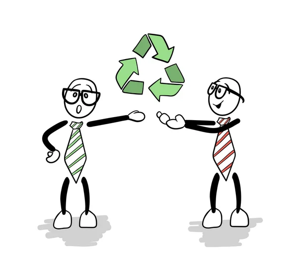 Caricaturas mostrando signo de reciclaje — Archivo Imágenes Vectoriales