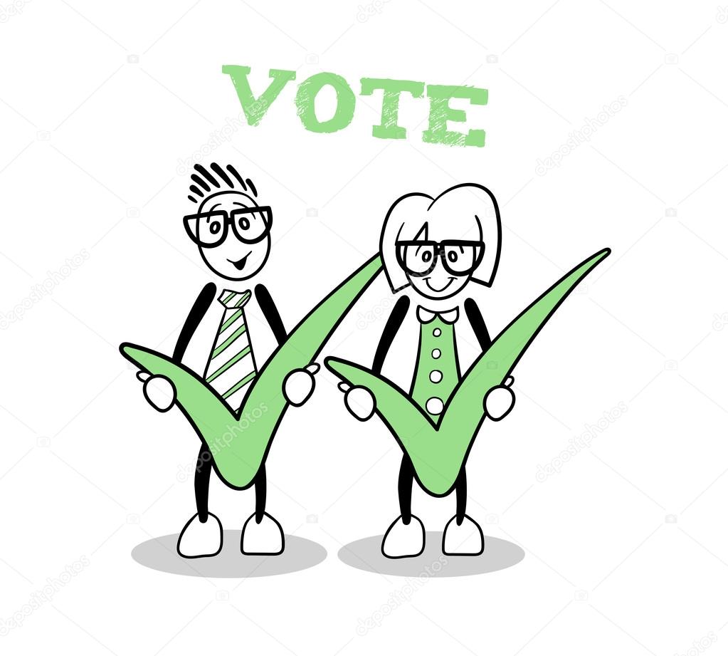 Cartoons showing voting ticks