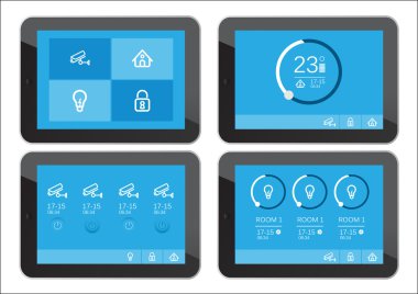 Ev güvenlik uygulaması arayüzü tablet ekranında