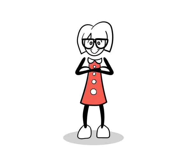 Linda mujer de negocios de dibujos animados con los brazos cruzados — Archivo Imágenes Vectoriales