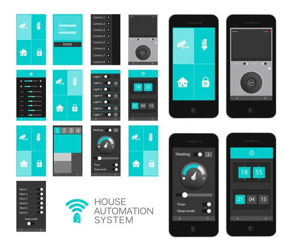 Home automation app interface — Stock Vector