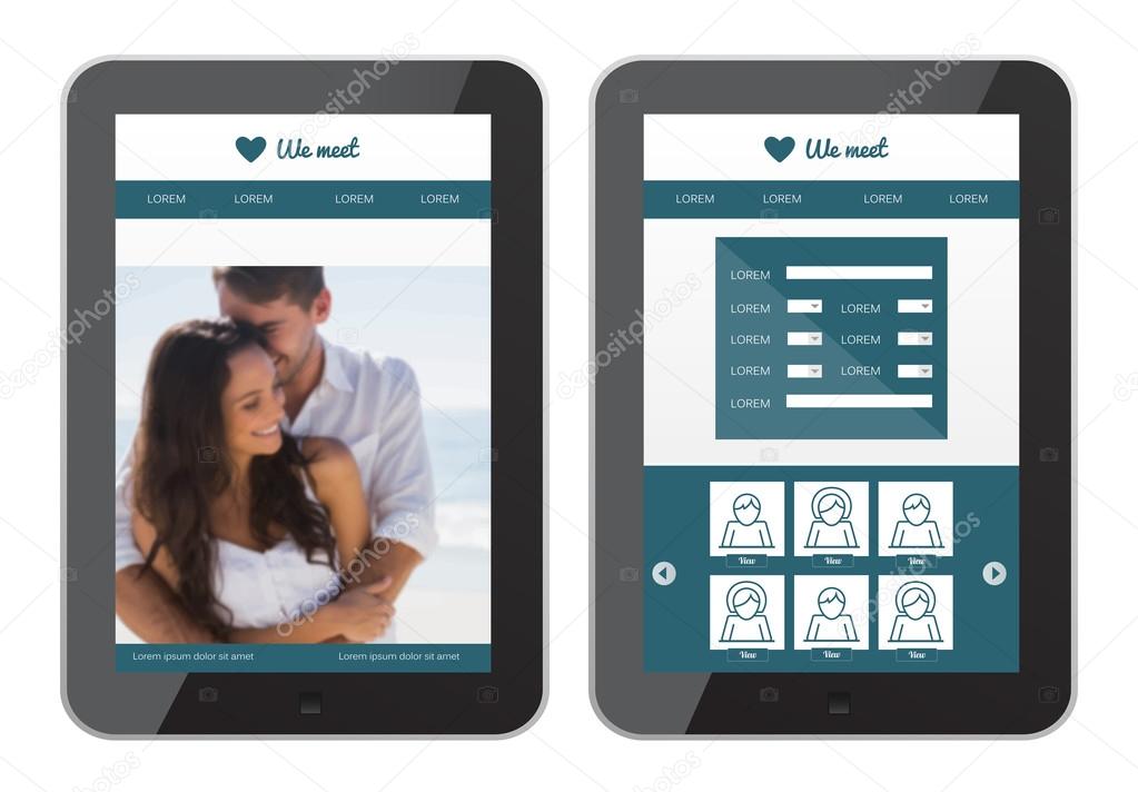 Dating app interface on tablet screen