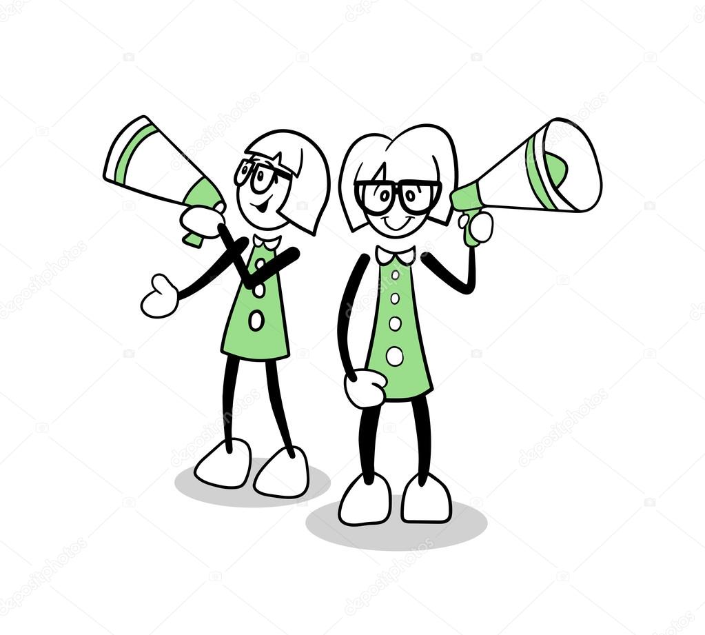 メガホンを使ってかわいい漫画実業家 ストックベクター
