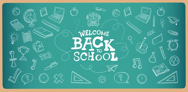 Křídou nakreslený Vítejte zpět do školy — Stockový vektor