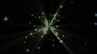 Kozmik alanda ortaya çıkan benek kümesi çekirdek yayan ışınlar yayıyor yıldız patlaması yaratıyor. Galaksi, nebula, aydınlanma, fütürizm, soyut, kozmik, ışıltı