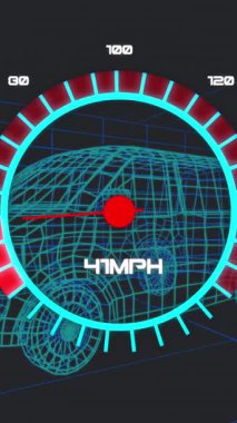 Siyah arka planda 3D araba modelinin animasyonu. Küresel mühendislik ve otomotiv kavramı dijital video üretimi.