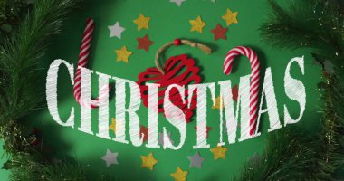 Yılbaşı süsleme geçmişindeki noel mesajının resmi. Noel, şenlik, kutlama ve gelenek konsepti dijital olarak oluşturuldu.