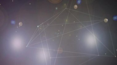 Karanlık alanda parlayan üç düğümden oluşan bir küme büyümeye ve dönmeye başlıyor. Fütürist, dijital, soyut, teknolojik, neon, uzaysal, bağlantı