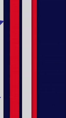 Mavi, beyaz ve kırmızı çizgilerin üzerindeki yıldızların animasyonu. Usa, vatanseverlik ve kutlama konsepti dijital olarak oluşturulmuş video.