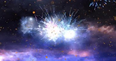 Havai fişekler patlarken ve altın kıvılcımlar savrulurken Mutlu Diwali metinleri Diwali 'yi kutlarken. Kutlama, şenlik, aydınlanma, gösteri, ışıltı, ihtişam, zarafet