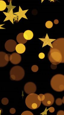 Işık noktaları ve siyah arka plandaki yıldızların animasyonu. parti ve kutlama konsepti dijital olarak oluşturulmuş video.