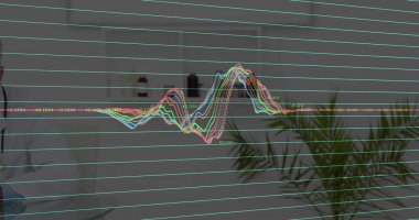 Tıp ofisinde steteskop ve fotokopi alanı olan beyaz önlüklü tıbbi dalga boyu adamı inceliyorum. Sağlık, analiz, teknoloji, profesyonellik, teşhis, klinik, yenilik