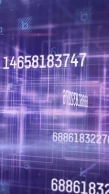 Siber güvenlik kavramı metinlerine ve mavi arka plandaki veri işlemesine karşı sayıların dijital animasyonu. Bilgisayar arayüzü teknolojisi ve çevrimiçi güvenlik kavramı.