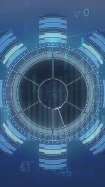 Kapsam taramasında finansal veri işleme animasyonu. Küresel iş, finans, hesaplama ve veri işleme kavramı dijital olarak oluşturulmuş video.