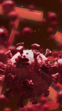 3 boyutlu koronavirüs Covid 19 hücrenin dönüşümlü DNA ipliği ile yayılması. Dijital olarak üretilen küresel koronavirüs pandemik konsepti.