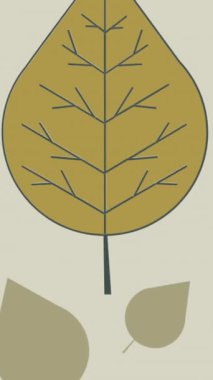 Bej arka planda renkli yaprakların canlandırılması. tropikal yaban hayatı ve macera konsepti dijital olarak oluşturulmuş video.