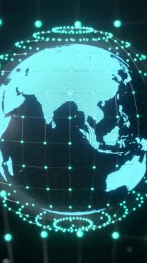 Tüm dünyada bağlantıları olan ai veri işleme animasyonu. Dijital olarak oluşturulmuş küresel yapay zeka, veri işleme, bilgisayar ve dijital arayüz kavramı.