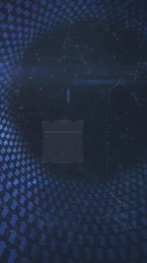 QR kodunun satır satır okunarak canlandırılması. dijital arayüz küresel bağlantı ve dijital olarak oluşturulan iletişim konsepti.