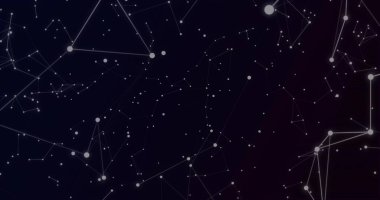 Sanal alanda, gradyan arkaplan ile soyut beyaz düğümler ağı ve ince çizgiler gösteriliyor. Futuristik, teknoloji, bağlantı, dijital, görselleştirme, ağ, model