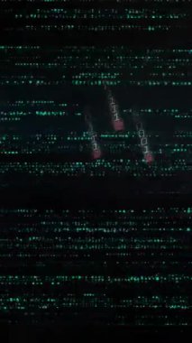 Noktalar üzerinde veri işleme animasyonu. Küresel iş ve dijital arayüz kavramı dijital olarak oluşturulmuş video.