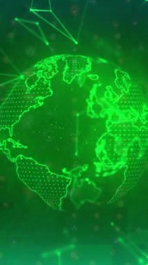 Siyah arka plandaki dünya ve bağlantı ağının animasyonu. Küresel teknoloji, hesaplama, bağlantılar ve dijital arayüz konsepti dijital olarak oluşturulmuş video.