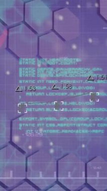 Veri işleme animasyonu ve karanlık arka planda biyometrik fotoğraf. Dijital arayüz, hesaplama ve veri işleme kavramı dijital olarak oluşturuldu.