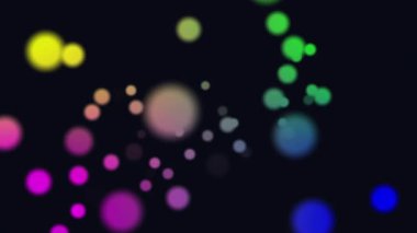 Küreler sürükleniyor, turuncu çizgiler birleşerek aleve dönüşüyor küreleri aydınlatıyor ve işaret fişeğini vurguluyor. Soyut, hareketli, ışıltılı, aydınlık, dijital, görselleştirme, canlı