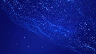 Benekler beliriyor, parçacıklar kurdeleye dönüşüyor ve sürüklenen küreler uzay akışını gösteriyor. Soyut, dijital sanatçılık, fütüristik, hareket, görselleştirme, ruhani, aydınlık