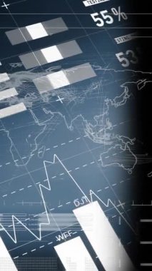 Siyah arkaplan üzerinde veri işleme animasyonu. küresel iş ve dijital arayüz kavramı dijital olarak oluşturulmuş video.